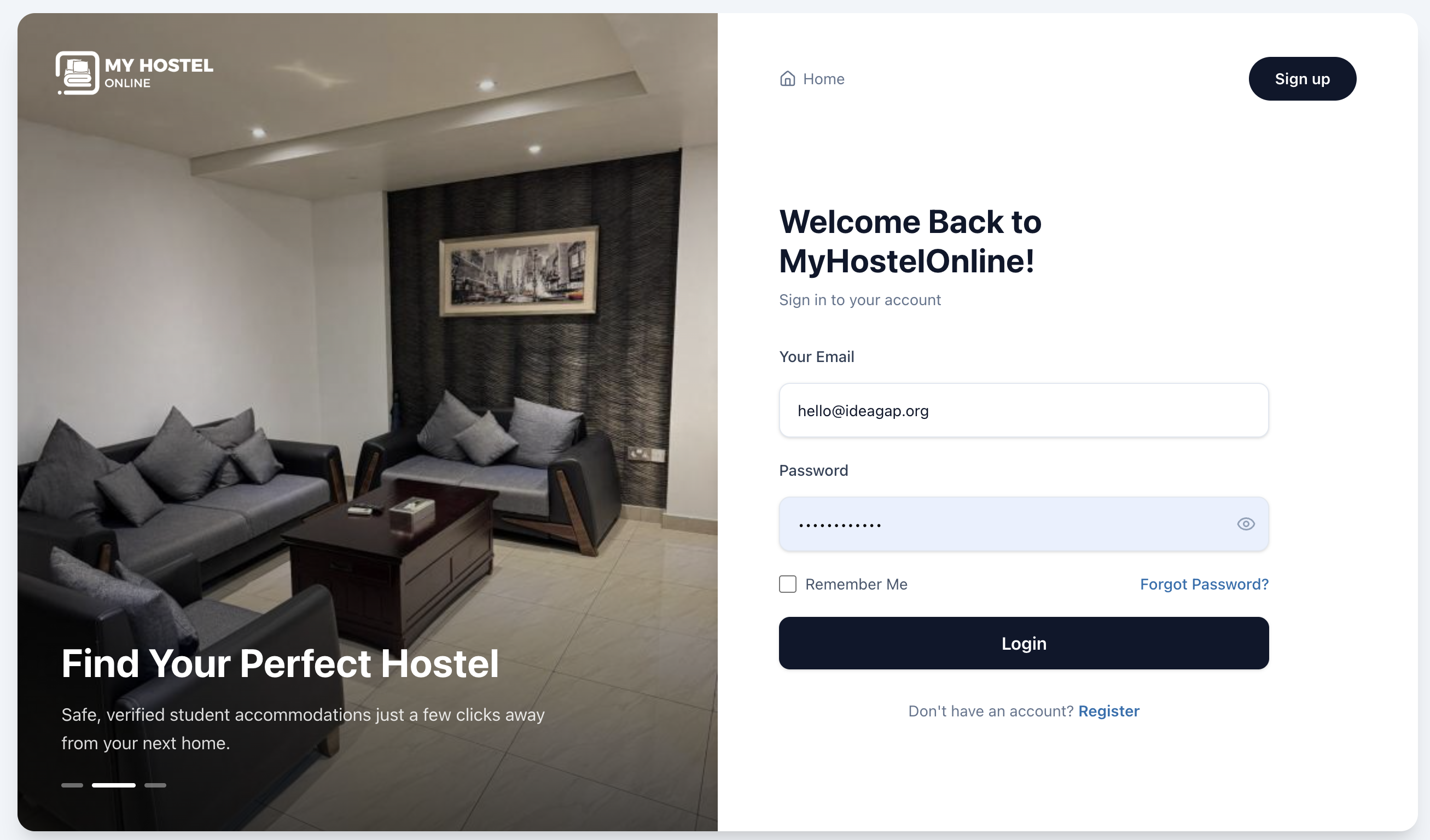 MYHOSTELONLINE — screen 4